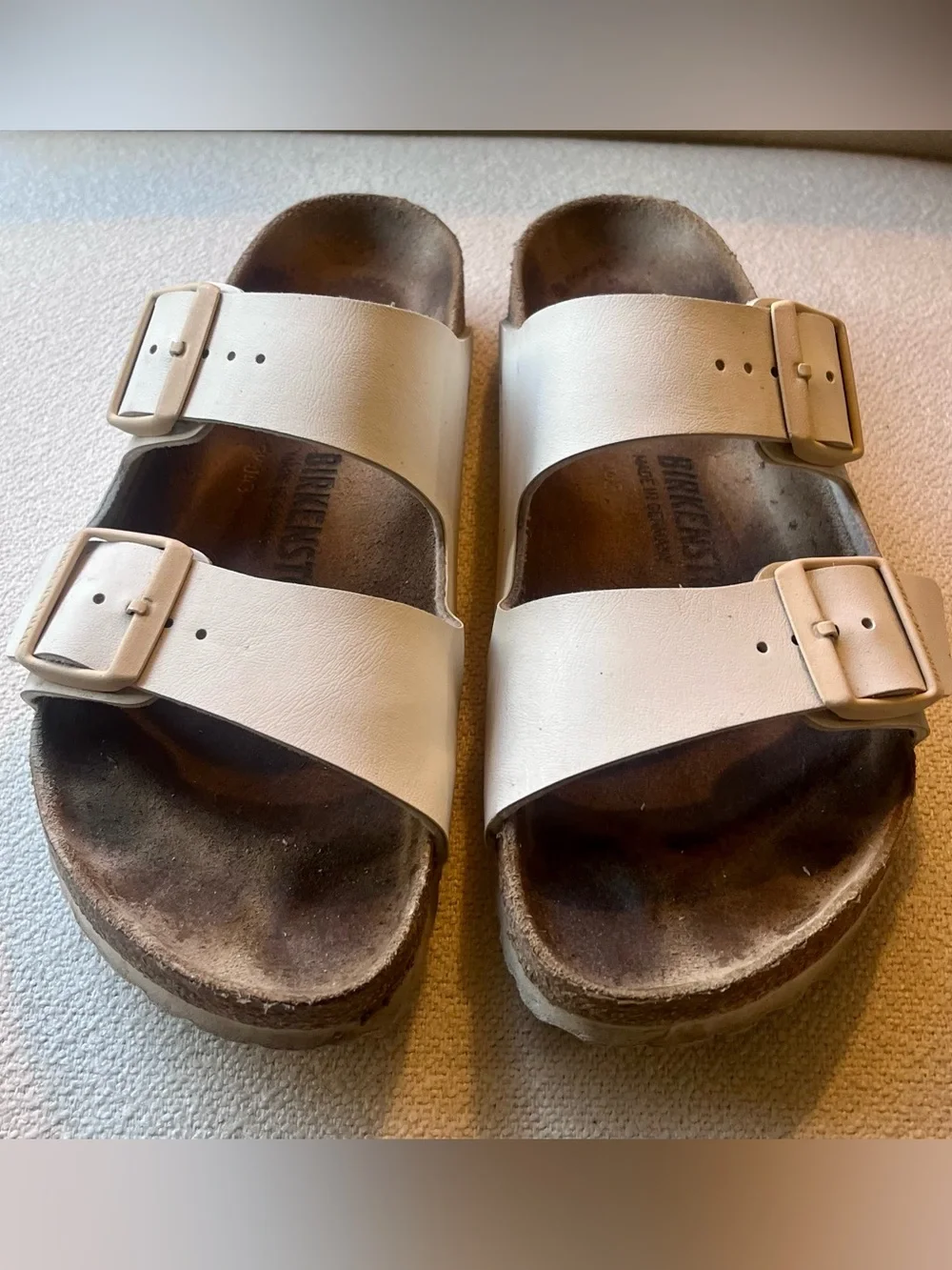Birkenstock White Arizona Two-Strap Sandals